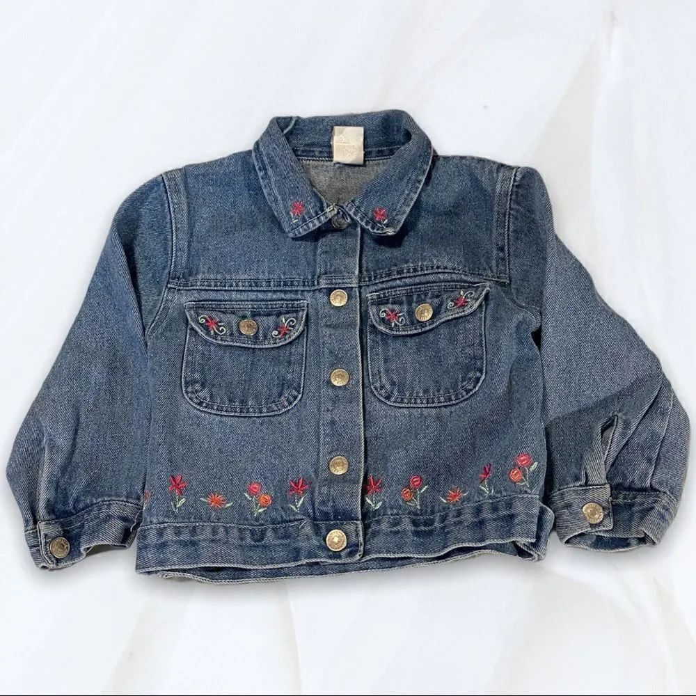 Vintage Floral Embroidered Jean Jacket (4) Nannette